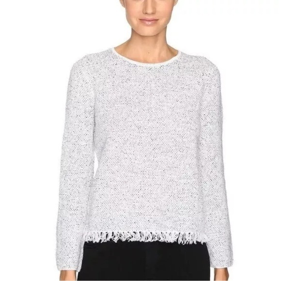 Theory Vendla Tweed Fringe-Hem Sweater Size Xs
